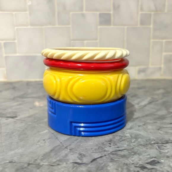 Vintage Colourful Plastic Bangle Bracelet Set - set of 4 - Picture 2 of 5